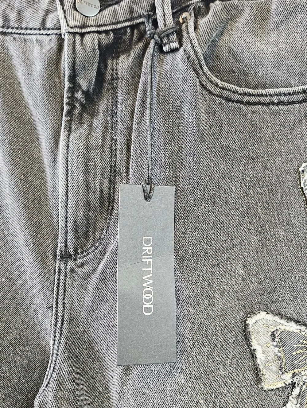 NWT Driftwood Royce Denim Patchwork Bow Straight Leg Jean - Picture 12 of 13